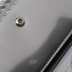 Pre Owned Dior Metallic Silver Micro Cannage Leather Diorama Trifold Wallet