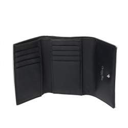 Pre Owned Dior Metallic Silver Micro Cannage Leather Diorama Trifold Wallet
