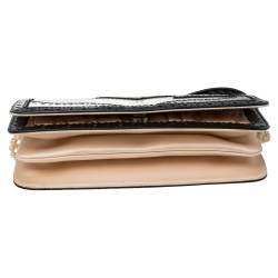 Dior Black/White Brogue Patent Leather Faux Pearl D'Trick Shoulder Bag