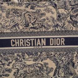 Pre Owned حقيبة يد ديور توال دو جوي بوك كانفاس مطرزة زرقاء/ بيج