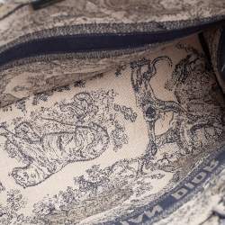 Pre Owned حقيبة يد ديور توال دو جوي بوك كانفاس مطرزة زرقاء/ بيج