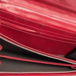 مملوكة مسبقًا محفظة بسلسلة ديور ليدي ديور جلد كاناج حمراء