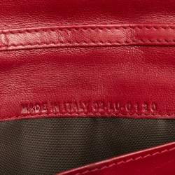 مملوكة مسبقًا محفظة بسلسلة ديور ليدي ديور جلد كاناج حمراء