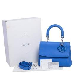 Dior Blue Leather Small Be Dior Flap Top Handle Bag