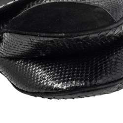 Pre Owned Dior Black Snakeskin and Suede Saddle Bag