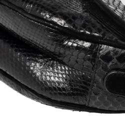 Pre Owned Dior Black Snakeskin and Suede Saddle Bag