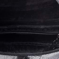 Pre Owned Dior Black Snakeskin and Suede Saddle Bag
