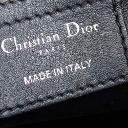 Dior Black Printed Leather Medium Lady Dior Logo Tote 