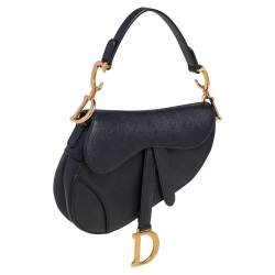 Pre Owned Dior Black Leather Mini Saddle Bag