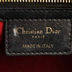 مملوكة مسبقًا حقيبة يد توتس ديور ليدي ديور جلد كاناج أسود متوسطة 