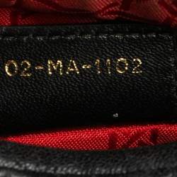 مملوكة مسبقًا حقيبة يد توتس ديور ليدي ديور جلد كاناج أسود متوسطة 