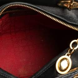 مملوكة مسبقًا حقيبة يد توتس ديور ليدي ديور جلد كاناج أسود متوسطة 