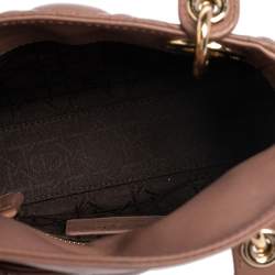 Pre Owned حقيبة يد توتس ديور ليدي ديور جلد بيج صغيرة