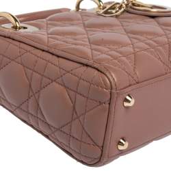 Pre Owned حقيبة يد توتس ديور ليدي ديور جلد بيج صغيرة