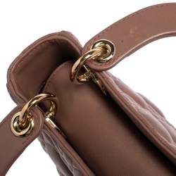 Pre Owned حقيبة يد توتس ديور ليدي ديور جلد بيج صغيرة