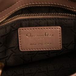 Pre Owned حقيبة يد توتس ديور ليدي ديور جلد بيج صغيرة