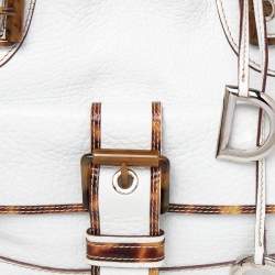 Pre Owned حقيبة هوبو دولتشي أند غابانا جلد بيضاء بإبزيم 