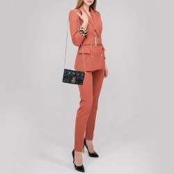 Pre Owned Dior Black Cannage Leather Dioraddict Wallet On Chain