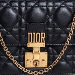 Pre Owned Dior Black Cannage Leather Dioraddict Wallet On Chain