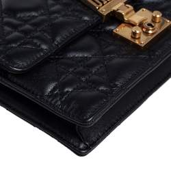 Pre Owned Dior Black Cannage Leather Dioraddict Wallet On Chain