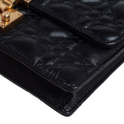 Pre Owned Dior Black Cannage Leather Dioraddict Wallet On Chain