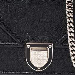 Pre Owned Dior Black Leather Diorama Wallet on Chain