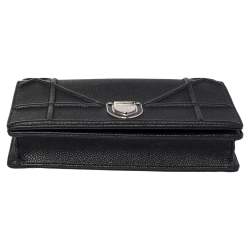 Pre Owned Dior Black Leather Diorama Wallet on Chain