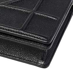 Pre Owned Dior Black Leather Diorama Wallet on Chain