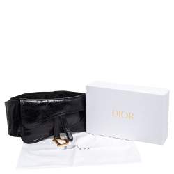 Pre Owned Dior Black Shine Leather Saddle Waist Belt Bag