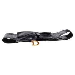 Pre Owned Dior Black Shine Leather Saddle Waist Belt Bag