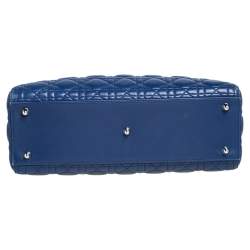 Pre Owned Dior Blue Cannage Leather Large Lady Dior Tote