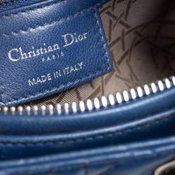 Pre Owned Dior Blue Cannage Leather Large Lady Dior Tote
