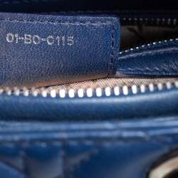 Pre Owned Dior Blue Cannage Leather Large Lady Dior Tote