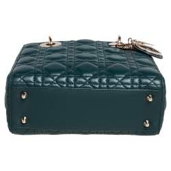 مملوكة مسبقًا حقيبة يد توتس ديور مي ليدي ديور جلد كاناج أخضر صغيرة