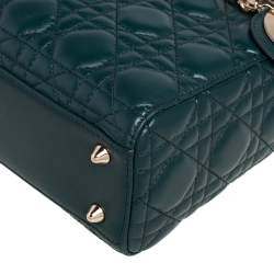 مملوكة مسبقًا حقيبة يد توتس ديور مي ليدي ديور جلد كاناج أخضر صغيرة