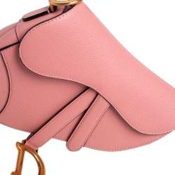 Dior Pink Leather Mini Saddle Bag