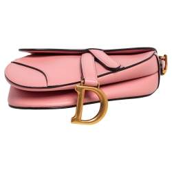 Dior Pink Leather Mini Saddle Bag