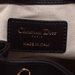 Pre Owned Dior Burgundy Oblique Canvas and Leather Drawstring Chain Bucket Bag