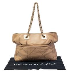 Pre Owned Dior Beige Cannage Leather Granville Chain Link Tote