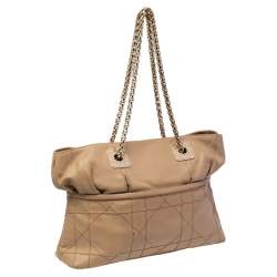 Pre Owned Dior Beige Cannage Leather Granville Chain Link Tote
