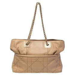 Pre Owned Dior Beige Cannage Leather Granville Chain Link Tote