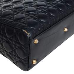 Pre Owned حقيبة يد توتس ديور ليدي ديور جلد أسود كبيرة