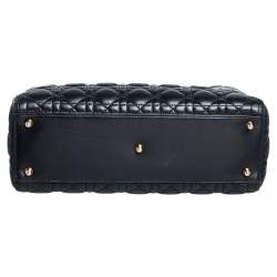 Pre Owned حقيبة يد توتس ديور ليدي ديور جلد أسود كبيرة