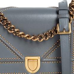 Pre Owned حقيبة كتف ديور ديوراما جلد أزرق صغيرة