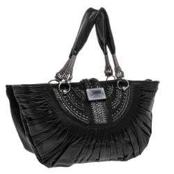 مملوكة مسبقًا Dior Black Pleated Leather Plisse Tote