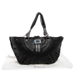 مملوكة مسبقًا Dior Black Pleated Leather Plisse Tote