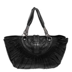 مملوكة مسبقًا Dior Black Pleated Leather Plisse Tote