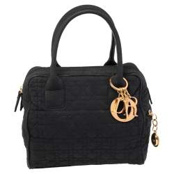 Pre Owned Dior Black Cannage Fabric Vintage Satchel