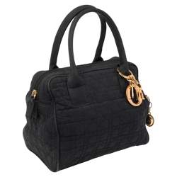 Pre Owned Dior Black Cannage Fabric Vintage Satchel