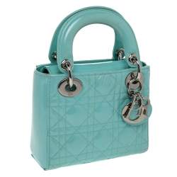 مملوكة مسبقًا حقيبة يد ديور ميني ليدي ديور بسلسلة جلد لامعة كاناج حمراء 